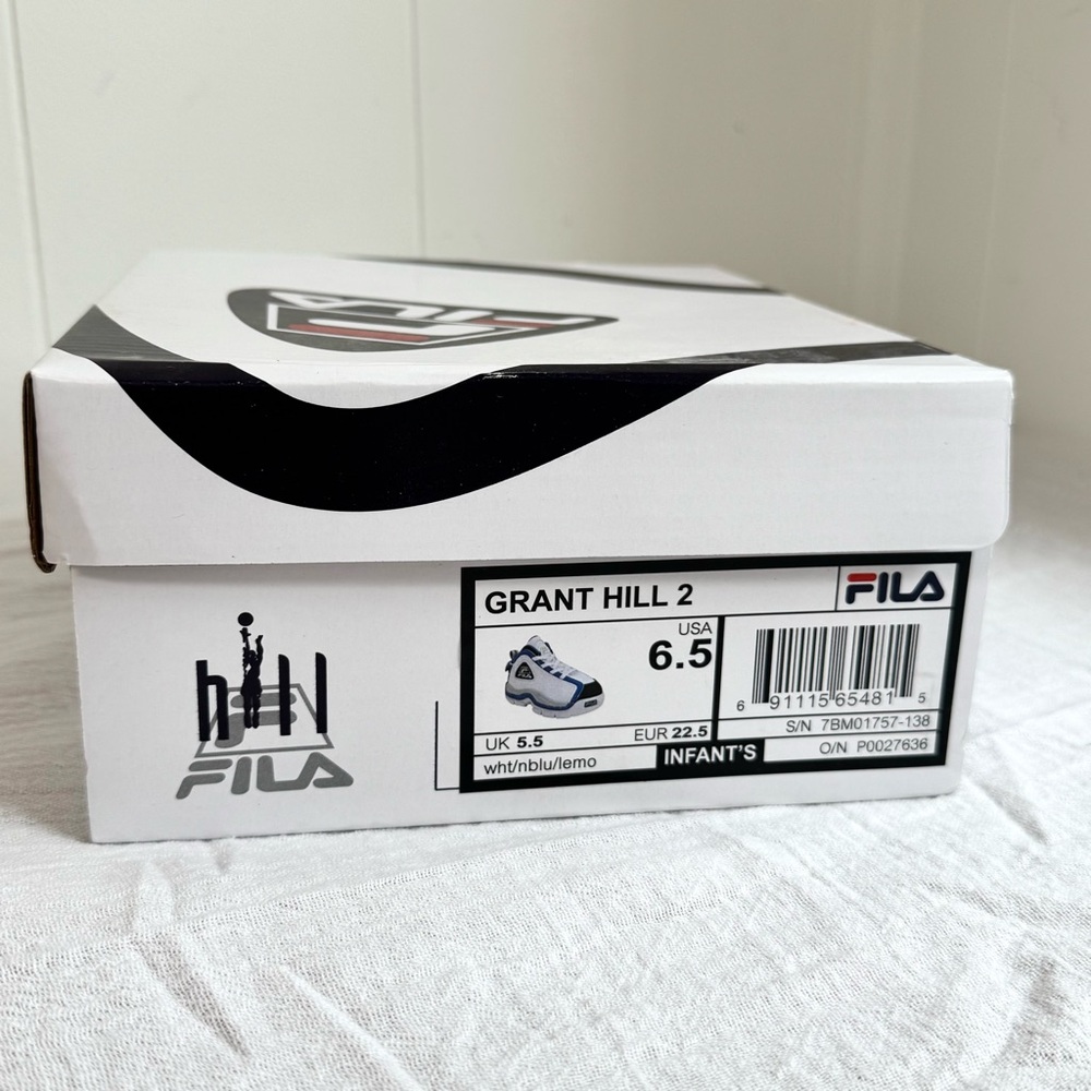 New Fila Grant Hill 2 Sneakers White Nebulas Blue Lemon Yellow Toddler Shoes NIB - Picture 8 of 8